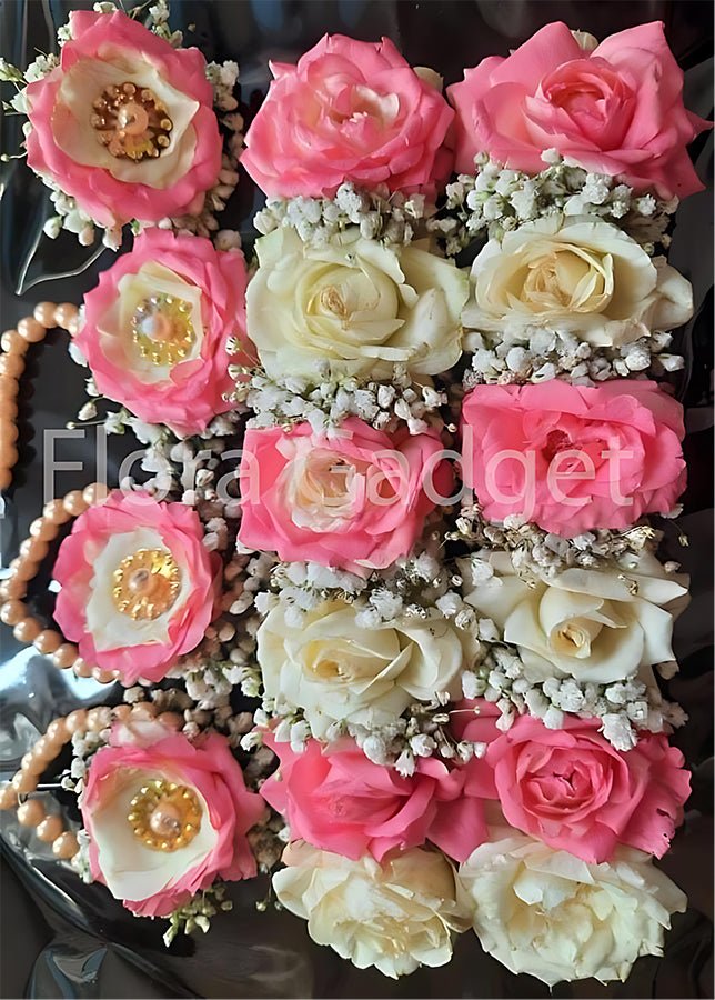 Bridal Dulhan Pink and white set 3 – Premium Floral Decoration for Car & Gifts | Flora Gadget