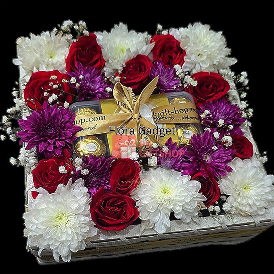 CHOCO AND IMPORTED ROSE HAPPINESS HAMPER – Premium Floral Decoration for Car & Gifts | Flora Gadget