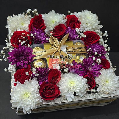 CHOCO AND IMPORTED ROSE HAPPINESS HAMPER – Premium Floral Decoration for Car & Gifts | Flora Gadget