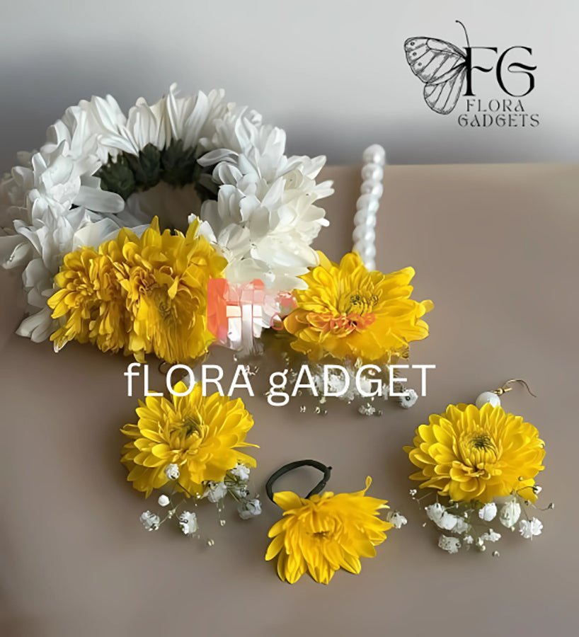 IMPORTED CHRYSANTHEMUM JEWELRY SET – Premium Floral Decoration for Car & Gifts | Flora Gadget