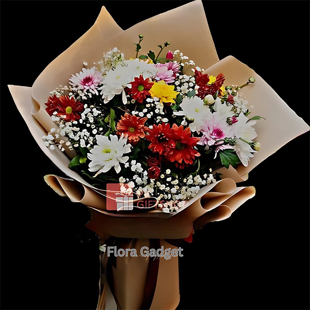 MIX COLOR CRYSANTHYMUM BOUQUET – Premium Floral Decoration for Car & Gifts | Flora Gadget