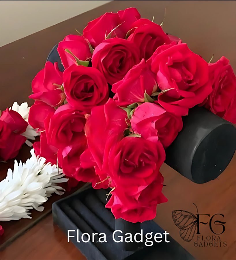 RED ROSES FRESH FLOWERS GAJRA SET – Premium Floral Decoration for Car & Gifts | Flora Gadget