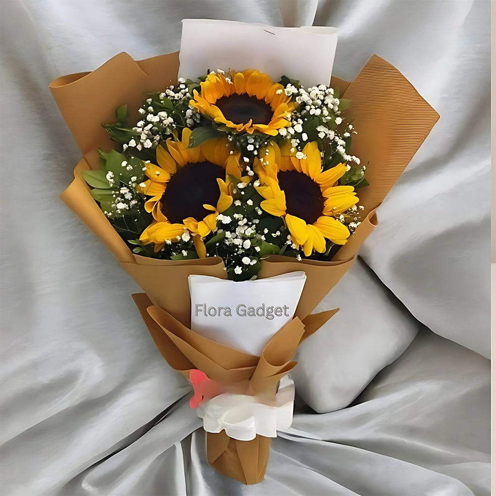 Sun Flowers Bouquet – Premium Floral Decoration for Car & Gifts | Flora Gadget